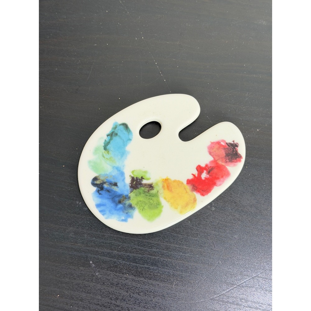 Fishs Eddy Artist Palette Painters Palette Ceramic Coaster 5" x 3.5"